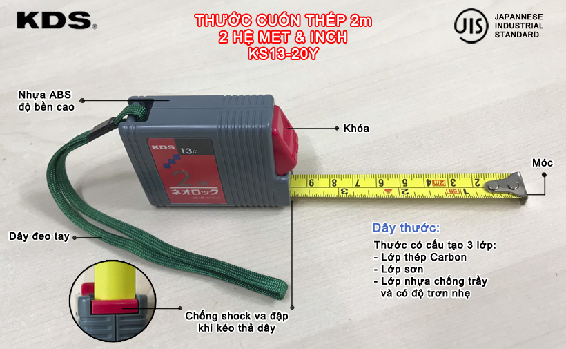 Thước cuộn thép 2m KDS KS13-20