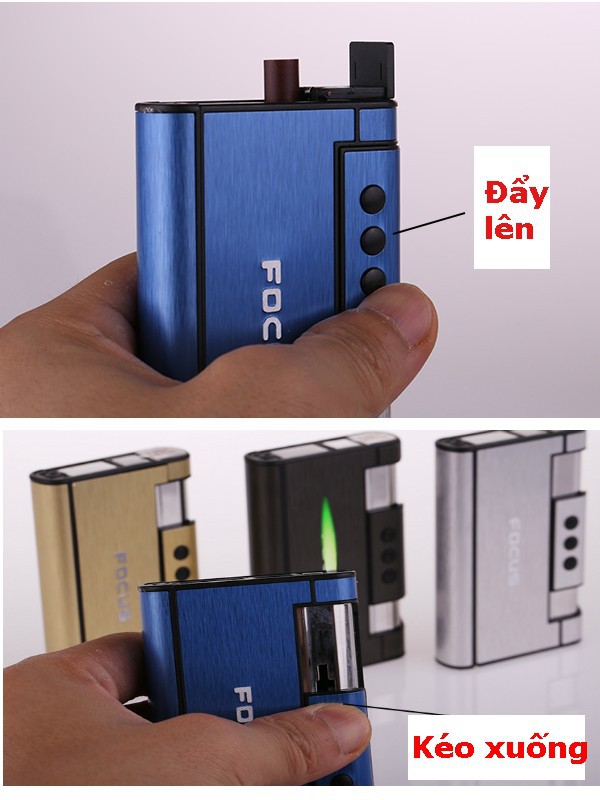 Hộp Quẹt|Bật Lửa Khè Lửa Xanh Kiêm Hộp Đựng Thuố.c 2in1