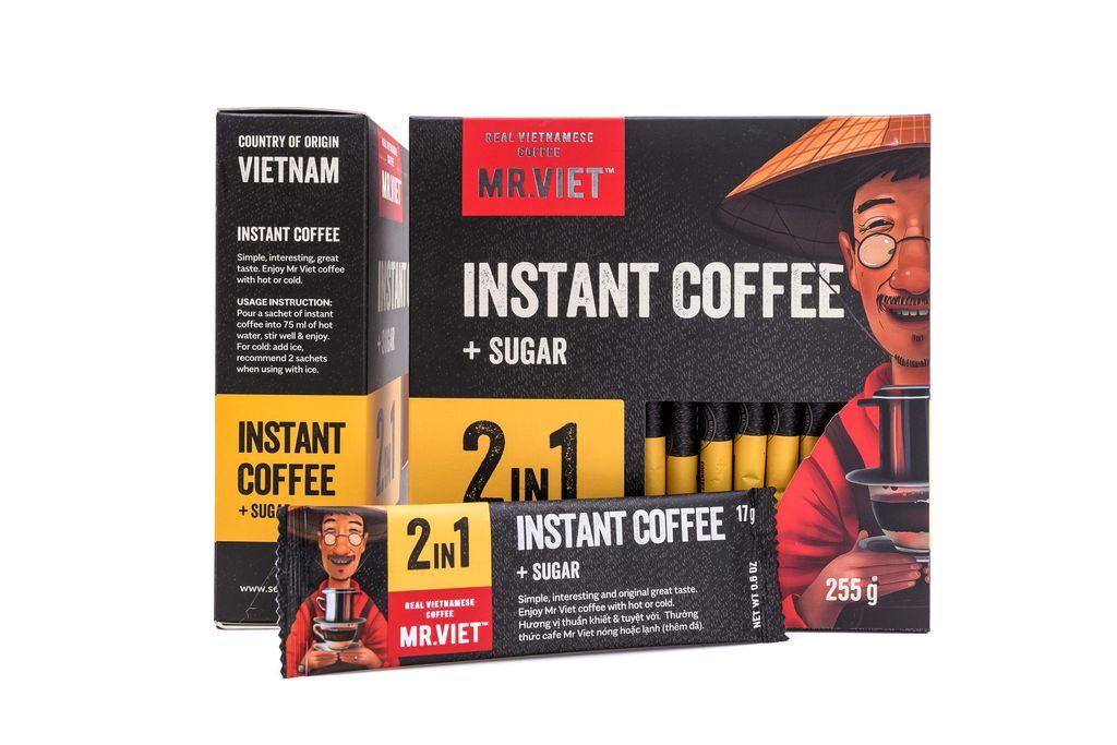 Cà phê hòa tan 2 trong 1 Mr Việt 204g (12 gói x 17g) - 2in1 Mr Viet instant coffee