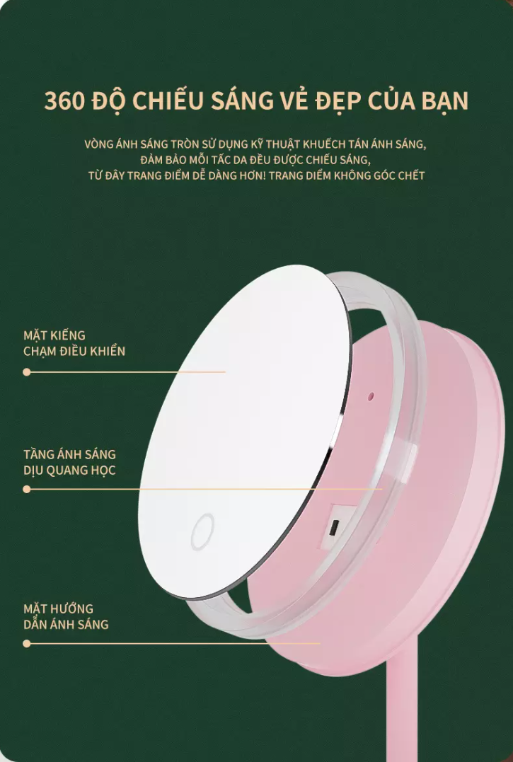 USB rechargeable LED makeup mirror (multicolor)-[stylish makeup mirror touch up mirror cute makeup mirror folding Mirror]