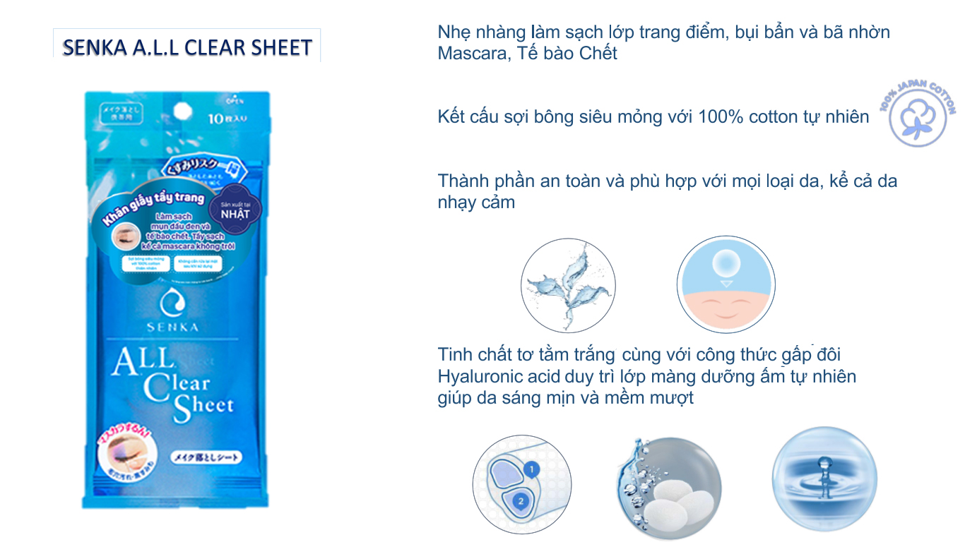 Khăn giấy tẩy trang Senka Cleansing sheet 10 miếng 50 ml