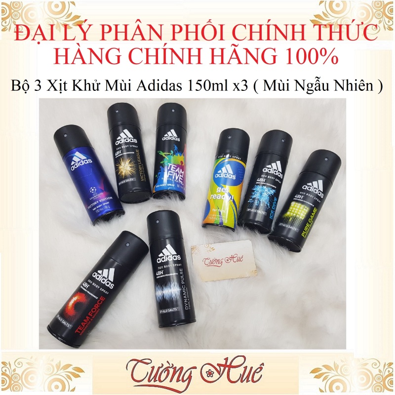 Bộ 3 Xịt Khử Mùi Cho Nam Adidas Deo Body Spray- 150ml x3 ( Mùi Ngẫu Nhiên )