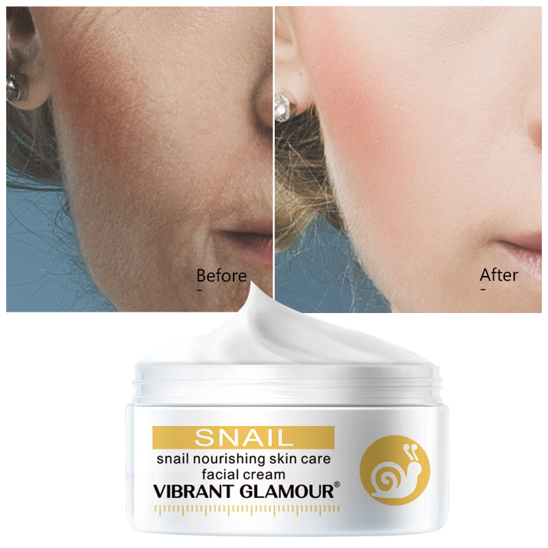 VIBRANT GLAMOUR Nature Republic Snail Solution Face Cream Collagen Anti-Wrinkle Anti-Aging Facial Cream Moisturizer Whitening Hyaluronic Acid Nourishing Skin Care 30g - INTL