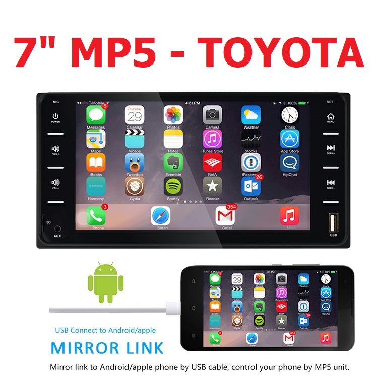[Kho Hải Phòng] Đầu Màn Hình 7 inch MP5 Cho Xe Toyota - Kết Nối Đa Năng - Đầu DVD Zin Theo Xe Toyota