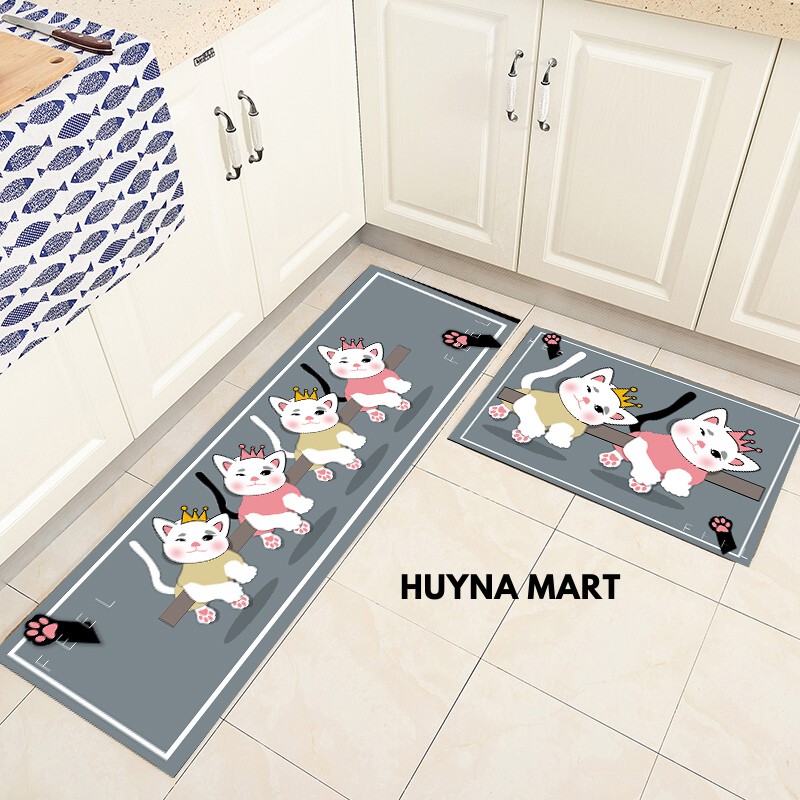 Thảm Bếp Đôi 3D Cao Cấp Chống Trơn Trượt THAMBEPDOI ( Bộ 2 thảm 40*60cm & 40*120cm)
