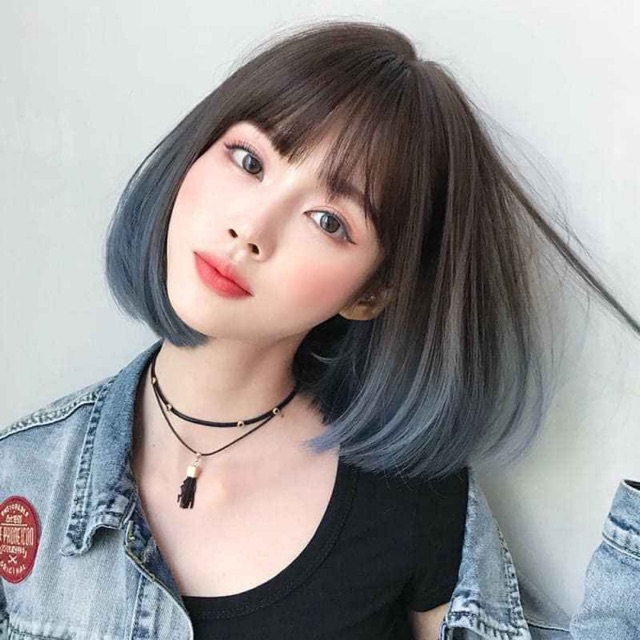 Tóc giả cúp omber xanh khói ❤️❤️FREESHIP❤️❤️ tóc giả ngắn
