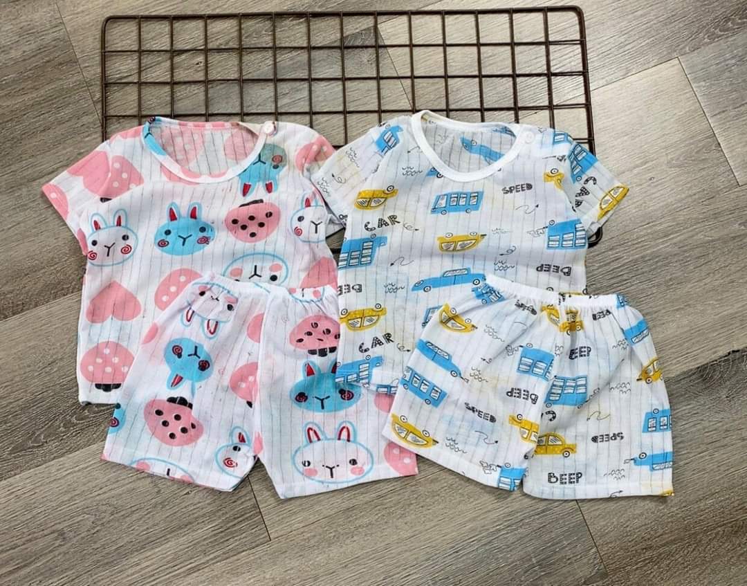 Set 5 bộ đồ cotton giấy thoáng mát cho bé yêu