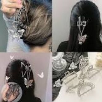 Kẹp Tóc Kim Loại Phối Xích Butterfly