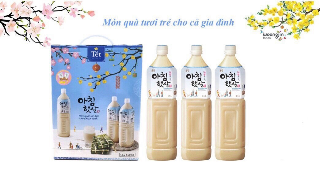 Combo 3 Chai Sữa Gạo Woongjin - Nước Gạo Hàn Quốc 1.5L