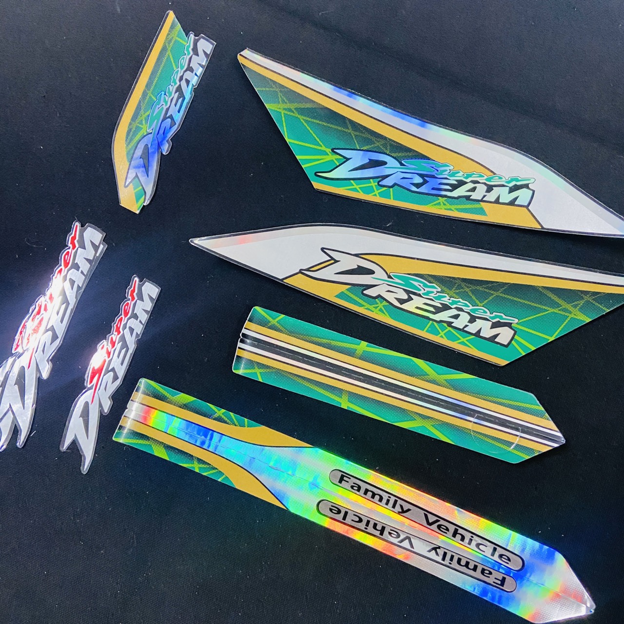 [HCM]Bộ tem rời dán xe Super Dream đời 2010 màu XANH crom bóng chất liệu như zin