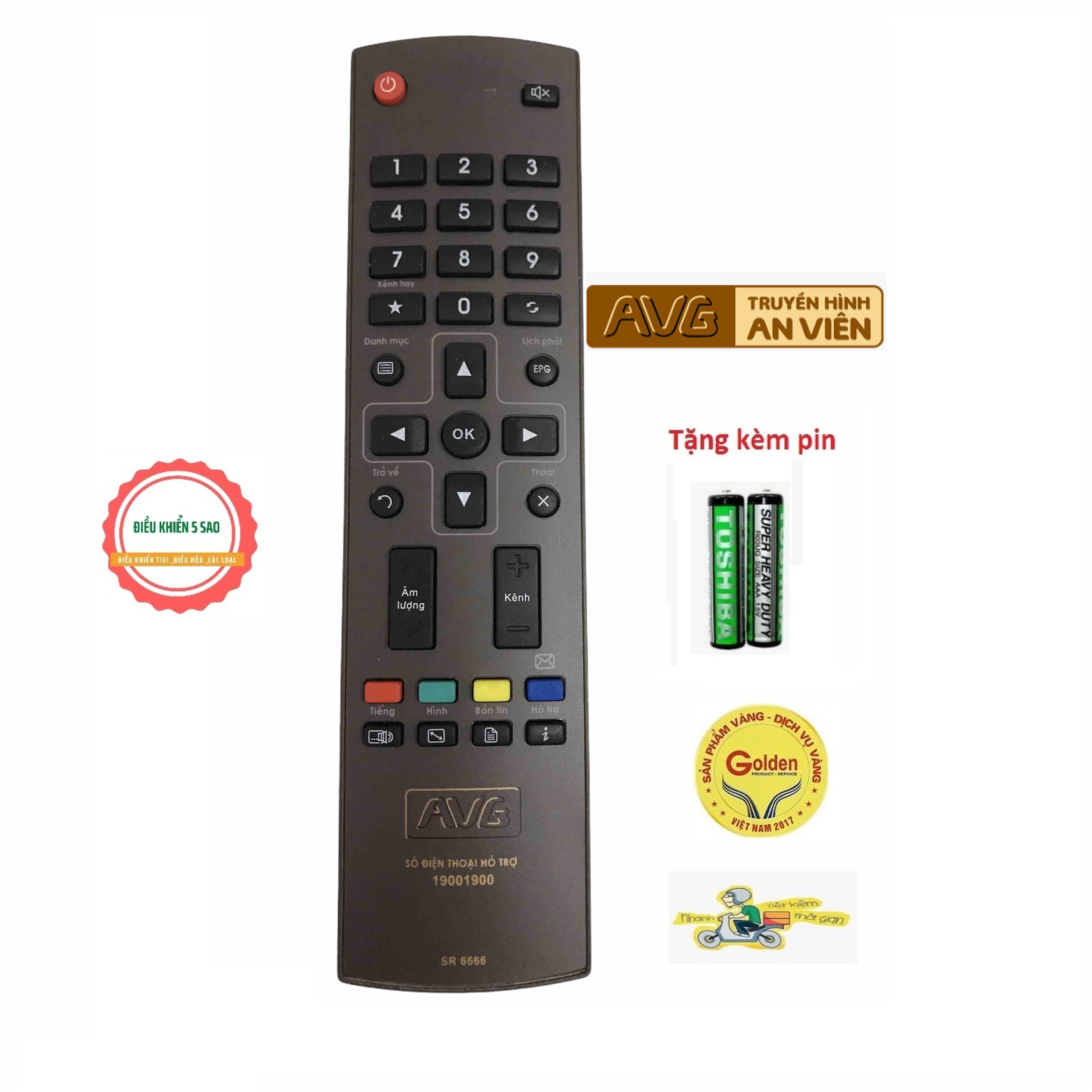 Điều khiển đầu An Viên AVG - tặng kèm pin - Remote từ xa đầu truyền hình An Viên AVG Mobile loại tốt