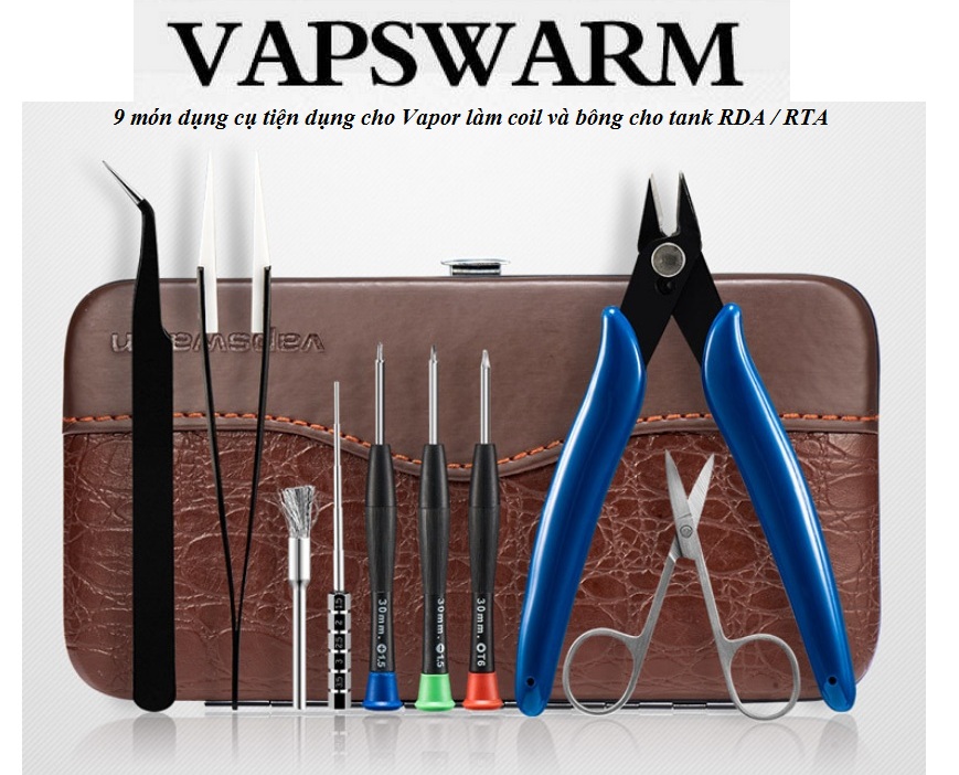 Bộ tools dụng cụ build coil cho Vapswarm Bug V3 hộp da cao cấp (gồm 9 dụng cụ chính)