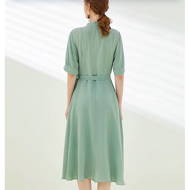 Đầm mint nút xéo