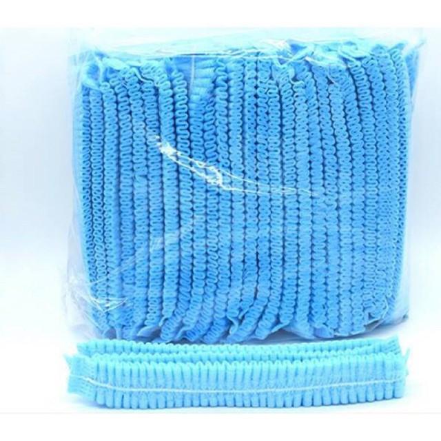[Xanh -Trắng] Mũ trùm đầu y tế con sâu bịch 100 cái
