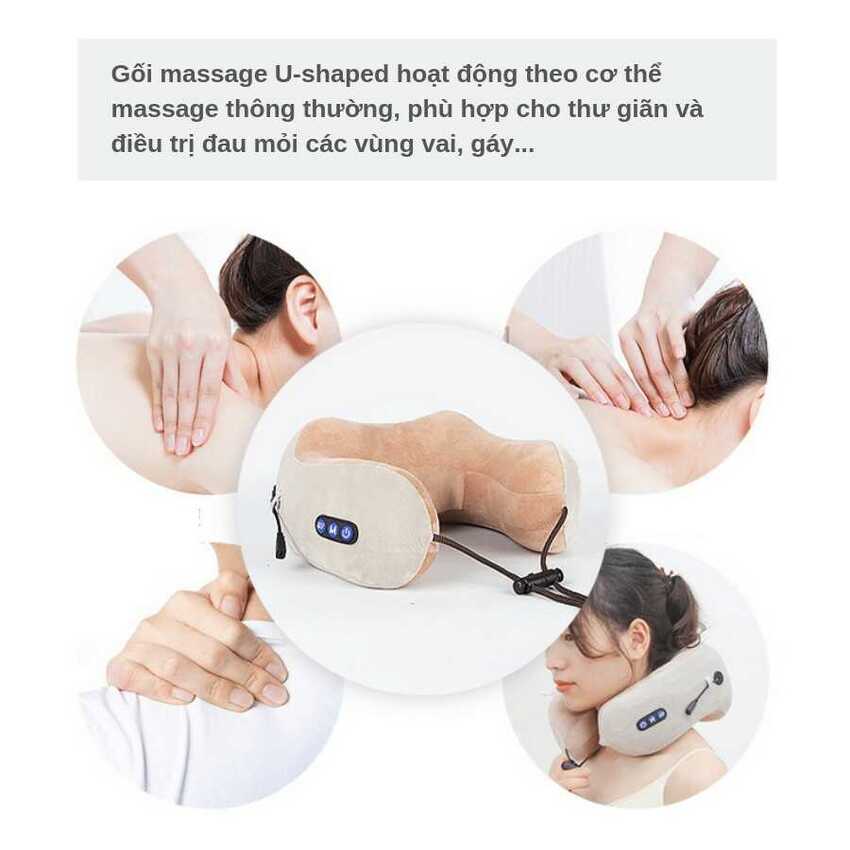 Gối Massage Cổ vai gáy hồng ngoại U-shaped chính hãng – Gối Mát Xa Cổ 3 chế độ - Máy Massage Cổ cao cấp, tiện lợi mang theo