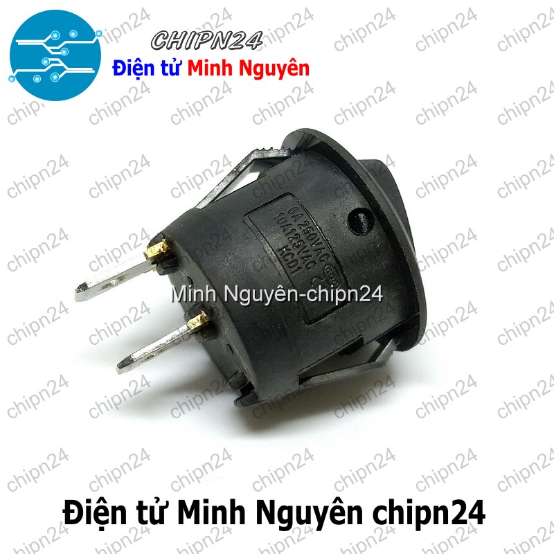 [2 cái] (F98.1) Công tắc Tròn 20MM Đen 2 Chân 2 vị trí (6A 250VAC) (CTTD2C20mm) - HH001393