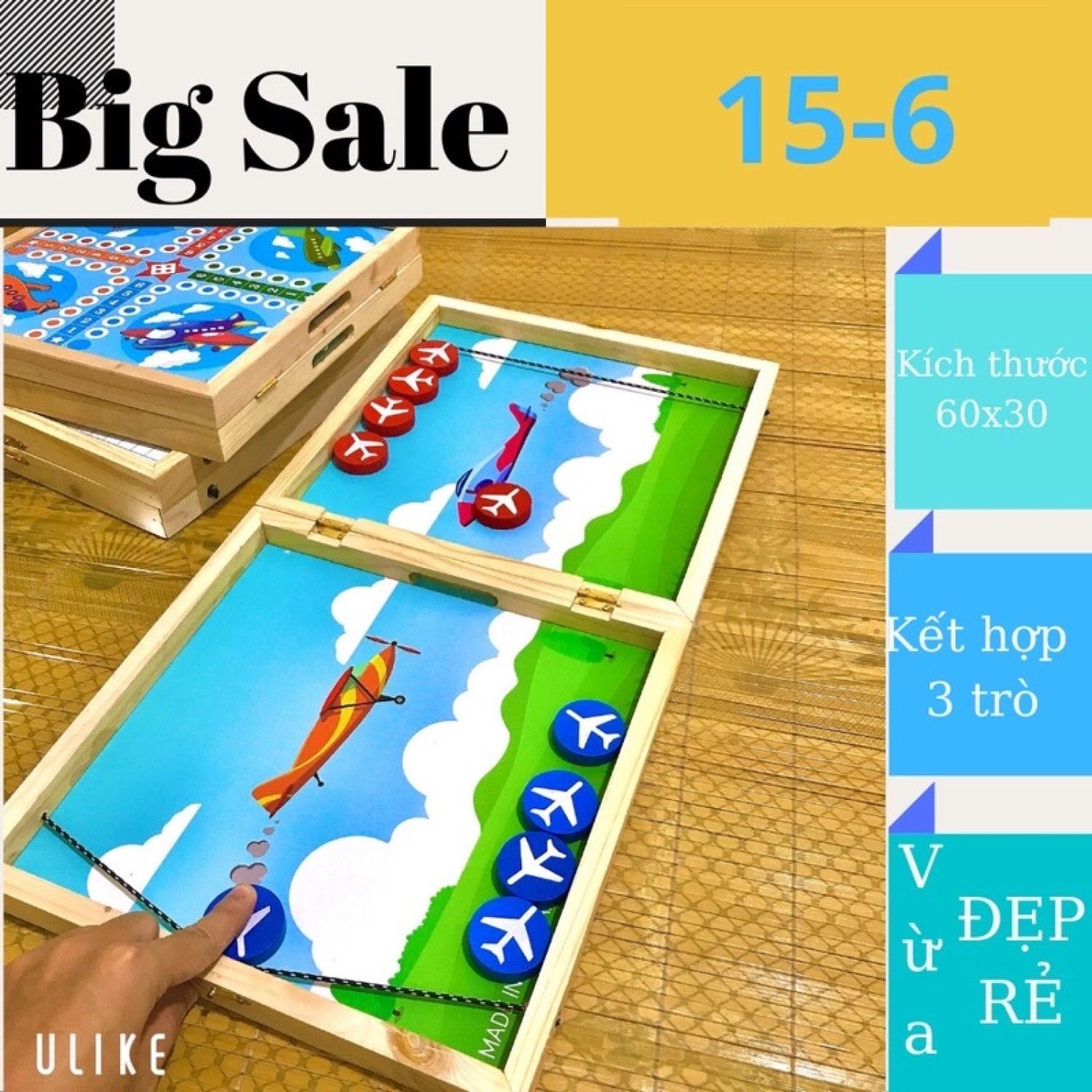 Bộ cờ 3in1 cờ Caro-cờ cá ngựa - cờ búng