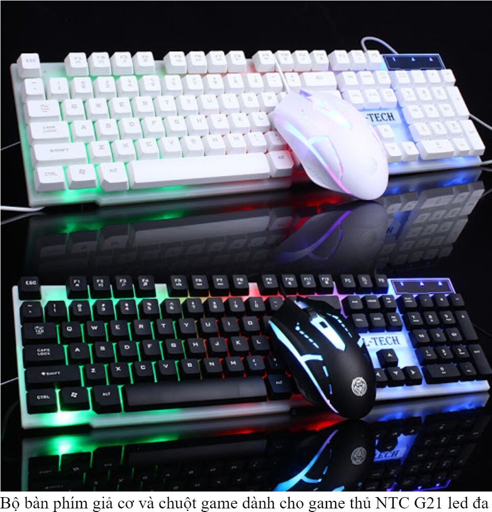 Bộ bàn phím & chuột gaming,bàn phím giả cơ gaming G21 kèm chuột máy tính có dây với đèn LED 7 màu nhấp nháy dành cho máy tính- Combo bàn phím và chuột chơi game giá rẻ, thiết kế giả cơ - Bảo hành 1 tháng 1 đổi 1