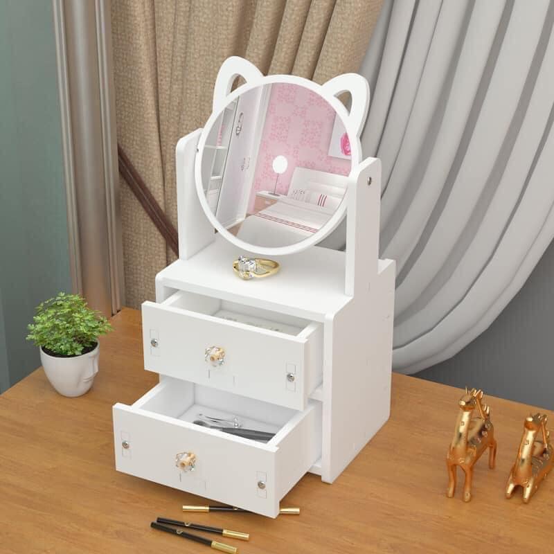 Goodmaket- kệ mỹ phẩm gương tai mèo 2 tầng -kệ để mỹ phẩm -kệ để mỹ phẩm 2in1 vừa là kệ để mỹ phẩm - chọn phân loại