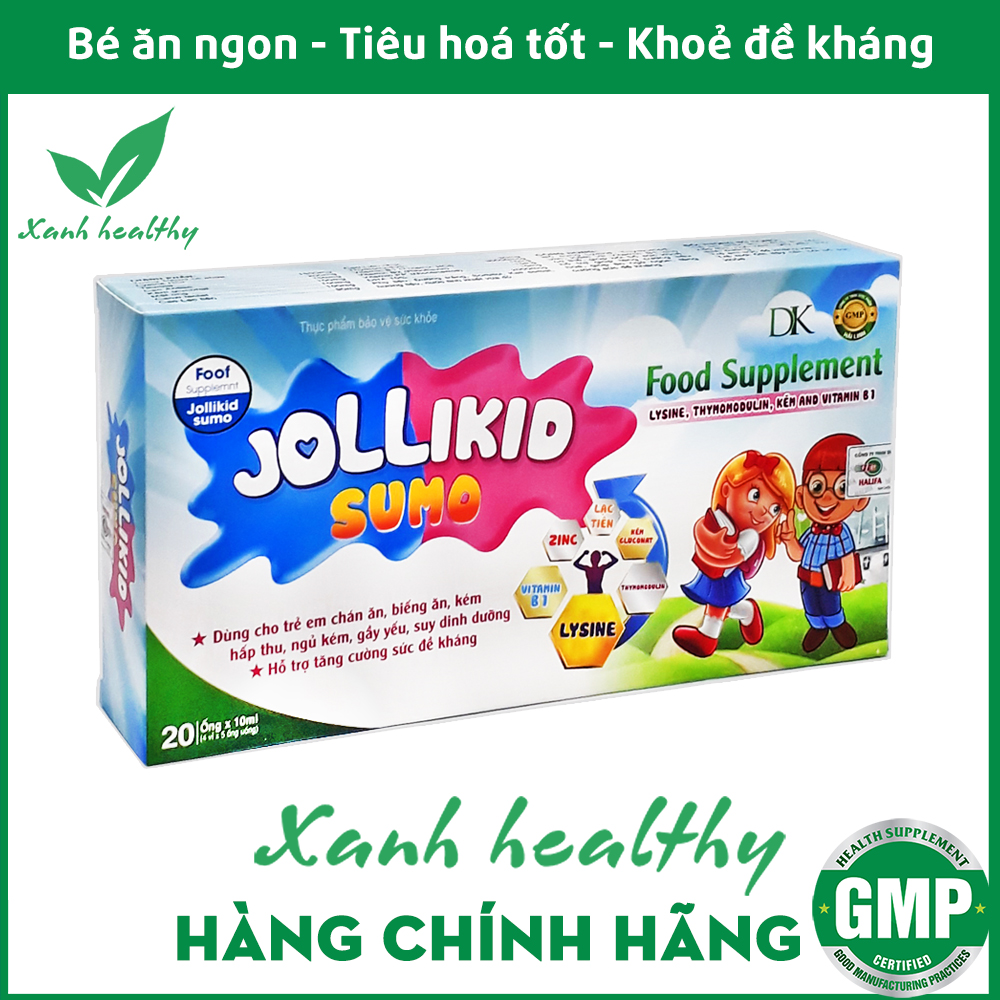 Siro tăng đề kháng cho bé JOLLIKID SUMO - Bổ sung kẽm, thymomodulin và các vitamin giúp tiêu hóa khỏe, ăn ngon, tăng sức đề kháng - Hộp 100ml