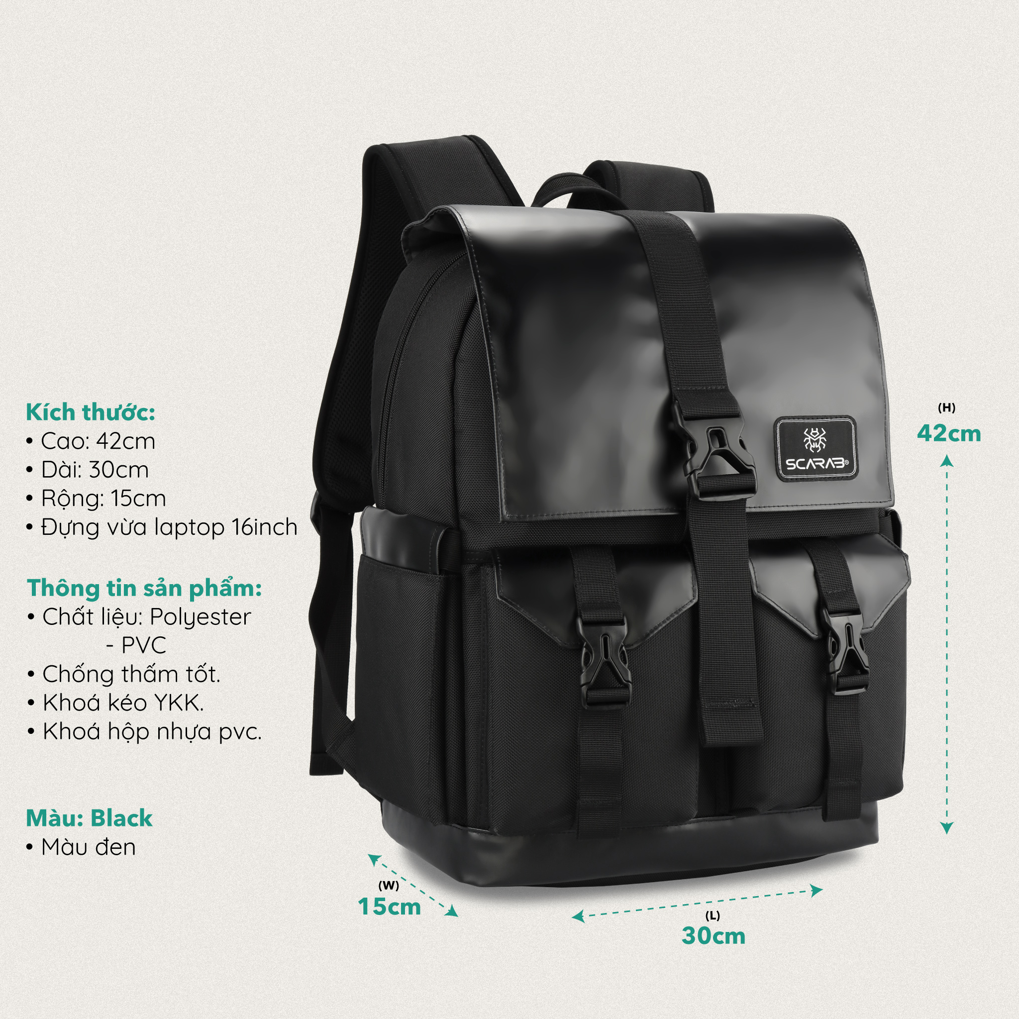 Balo Size Lớn SCARAB - STURDY Backpack Unisex