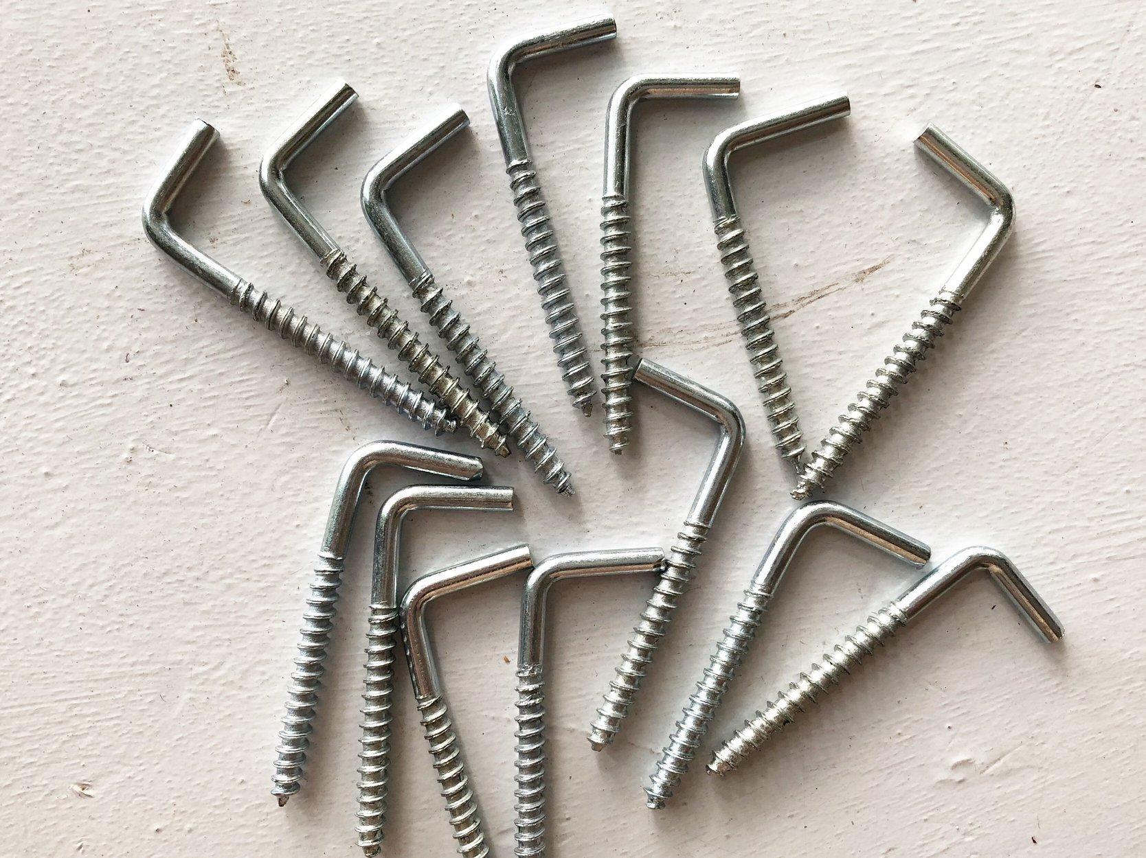Combo 10 mắc màn (móc màn)  chữ L không gỉ 6,8,10 (đinh vít móc chữ L inox, treo đồ)