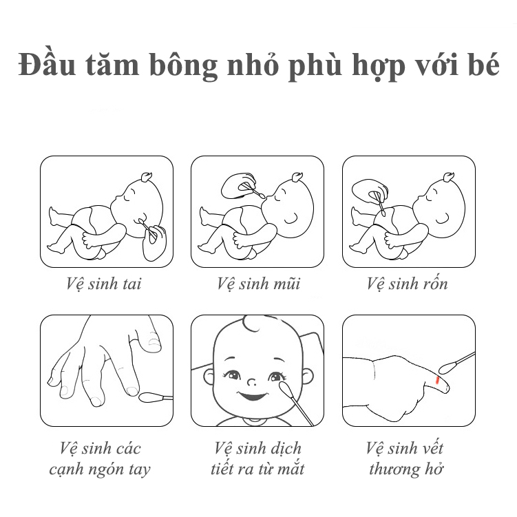 Tăm bông VCOOL kháng khuẩn hộp 200 chiếc