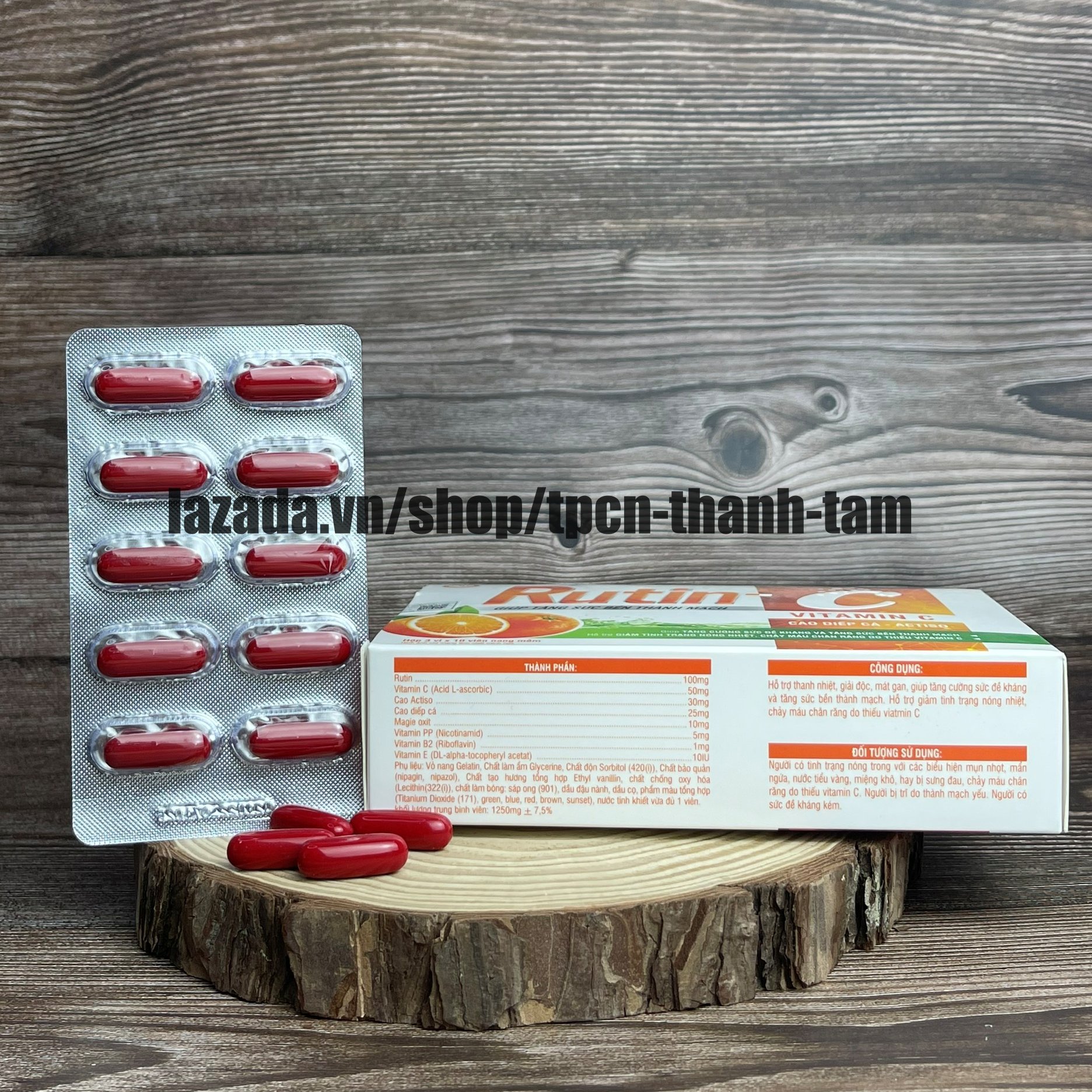 Viên uống mát gan Rutin C bổ sung vitamin c hỗ trợ giải độc gan tăng sức đề kháng - Hộp 30 viên