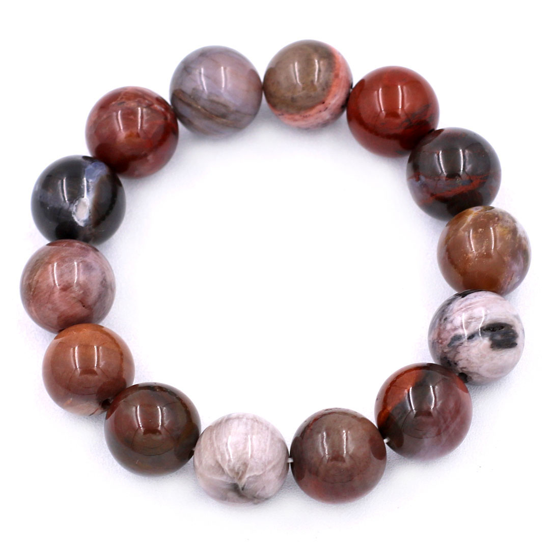 Chuỗi hạt đeo tay Gỗ Hóa Thạch Size 8/10/12/14/16mm - Vòng chuỗi Phong thủy Bình an, Thịnh Vượng