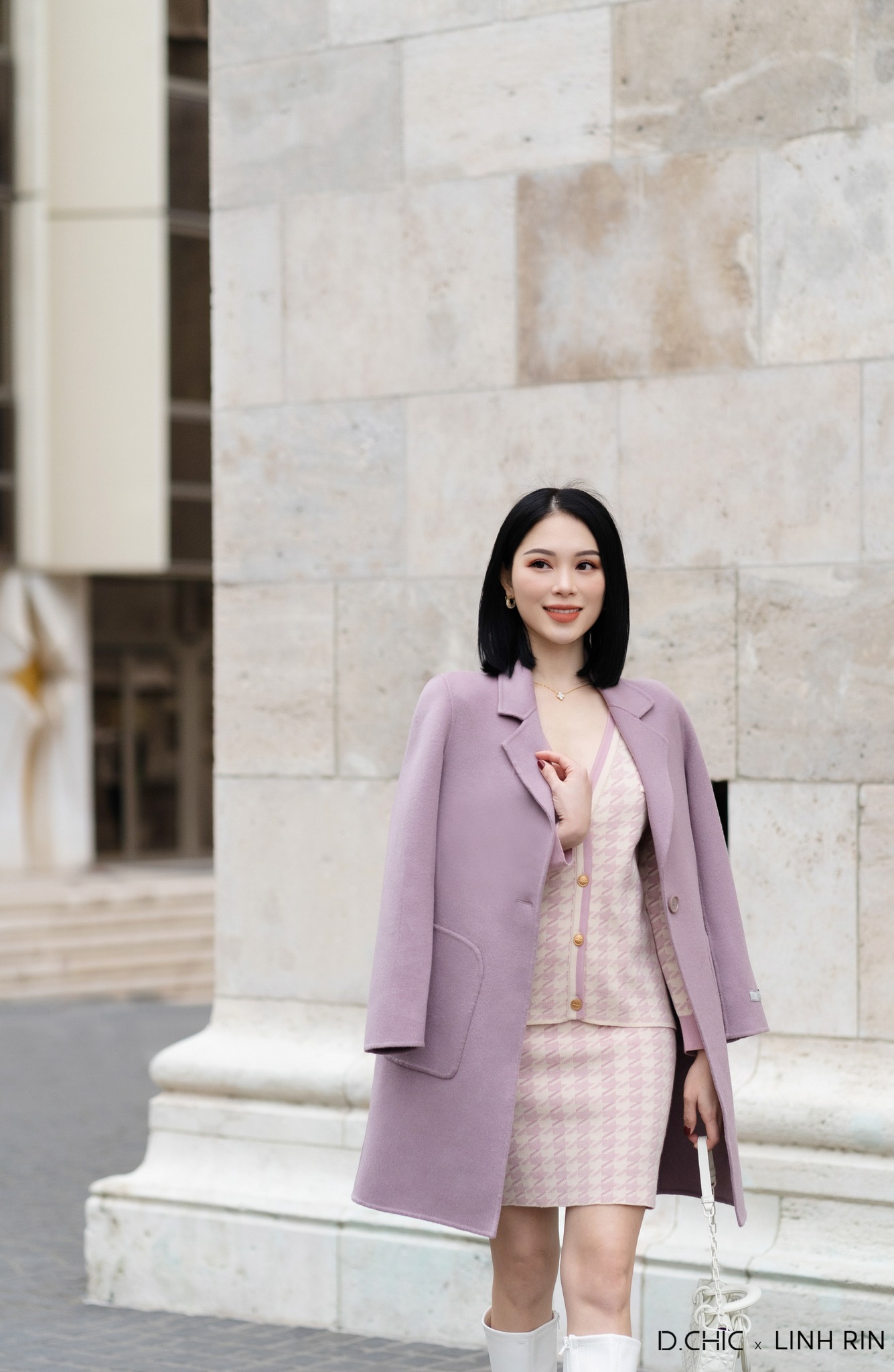 D.CHIC Chân váy len ngắn ôm họa tiết MS: 388021