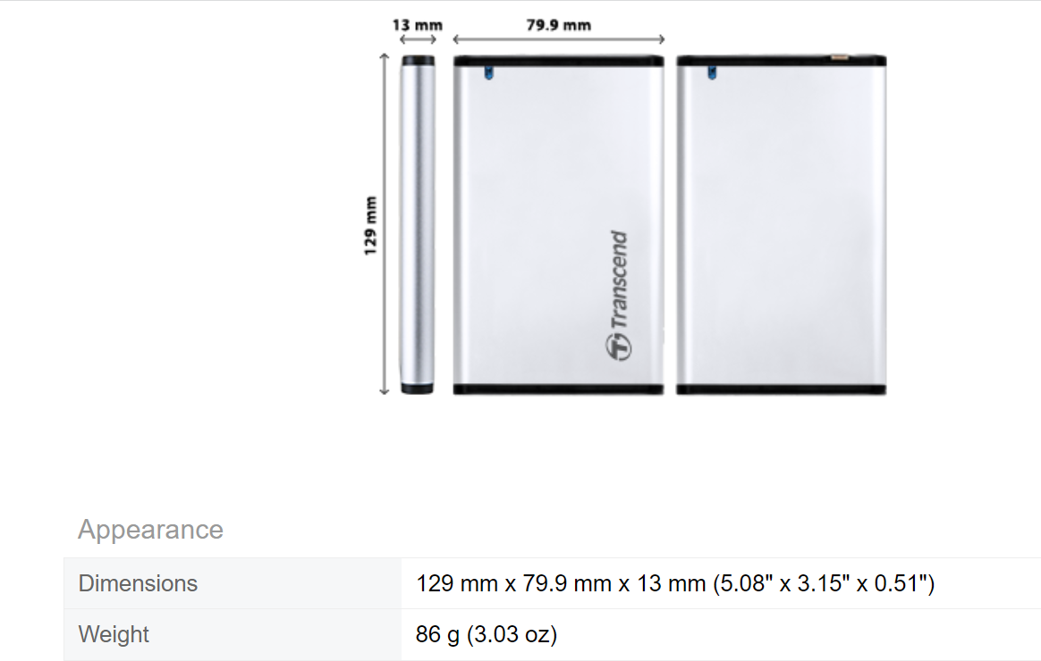 Hộp đựng ổ cứng HDD Box 2.5" Transcend 25S3 (Bạc) Chính Hãng