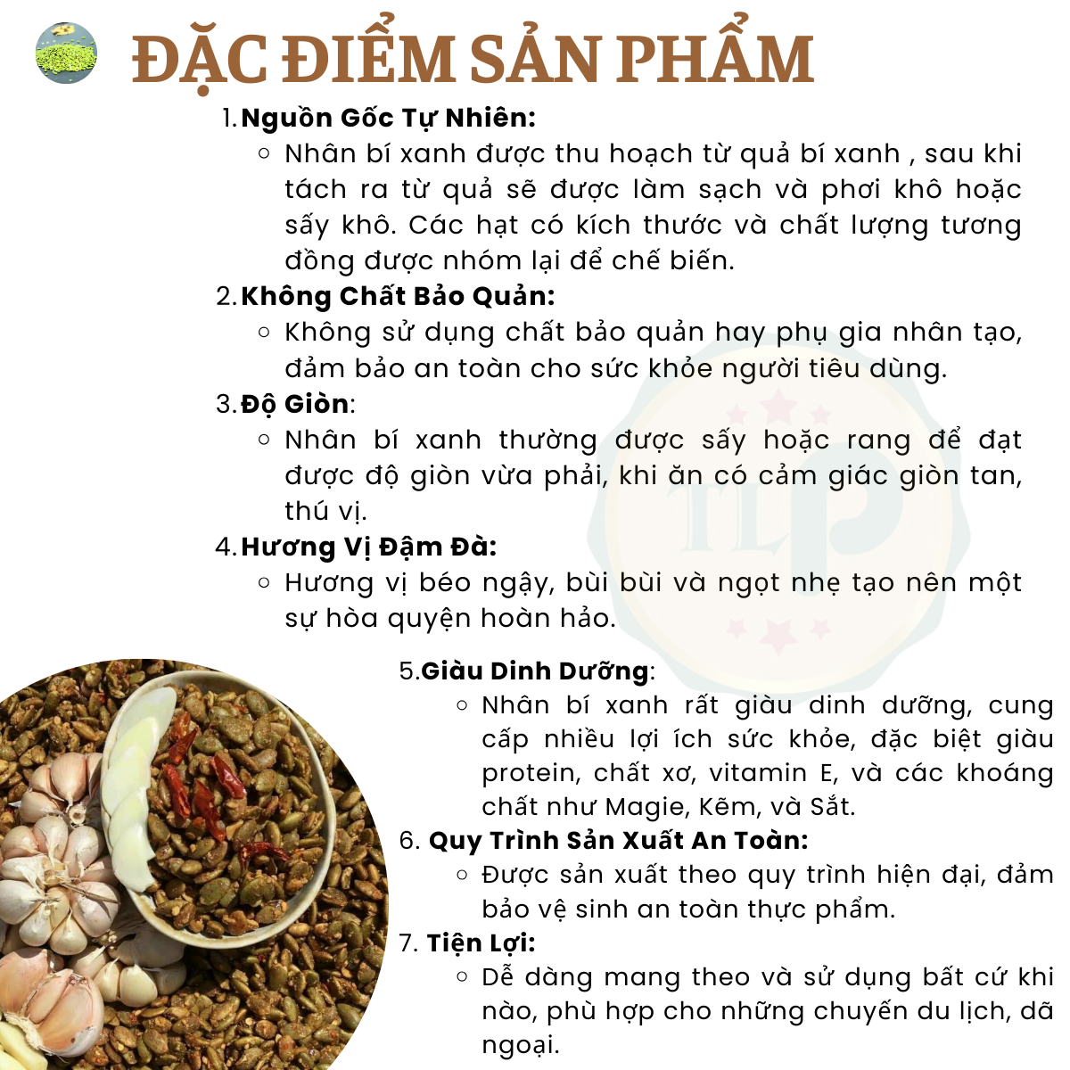 NHÂN HẠT BÍ XANH RANG TỎI ỚT TÂN LỘC PHÁT HŨ 500G