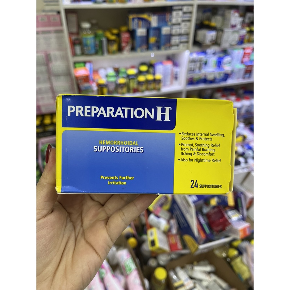 Viên đặt trĩ Preparation H Hemorrhoidal Suppositories 24 viên Mỹ