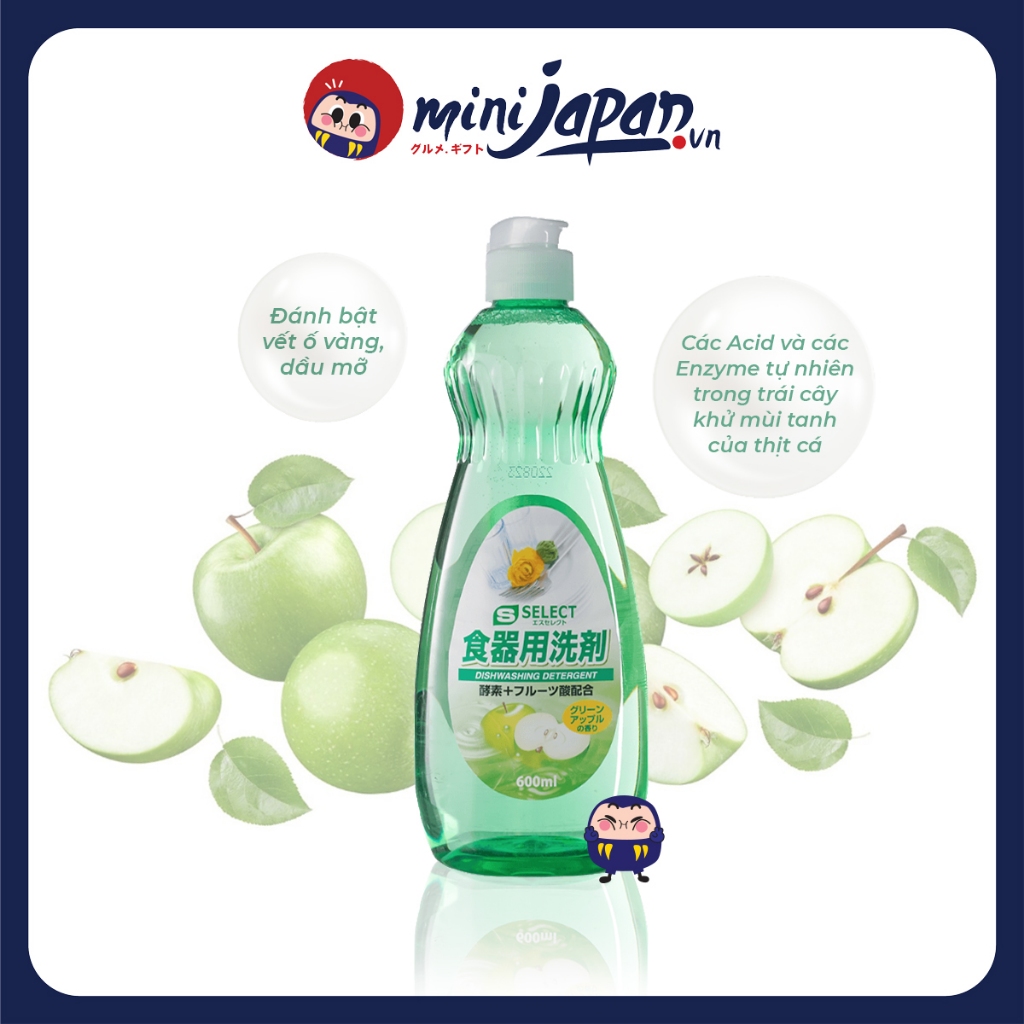 Nước rửa chén S Select Nhật Bản 600ml hương táo