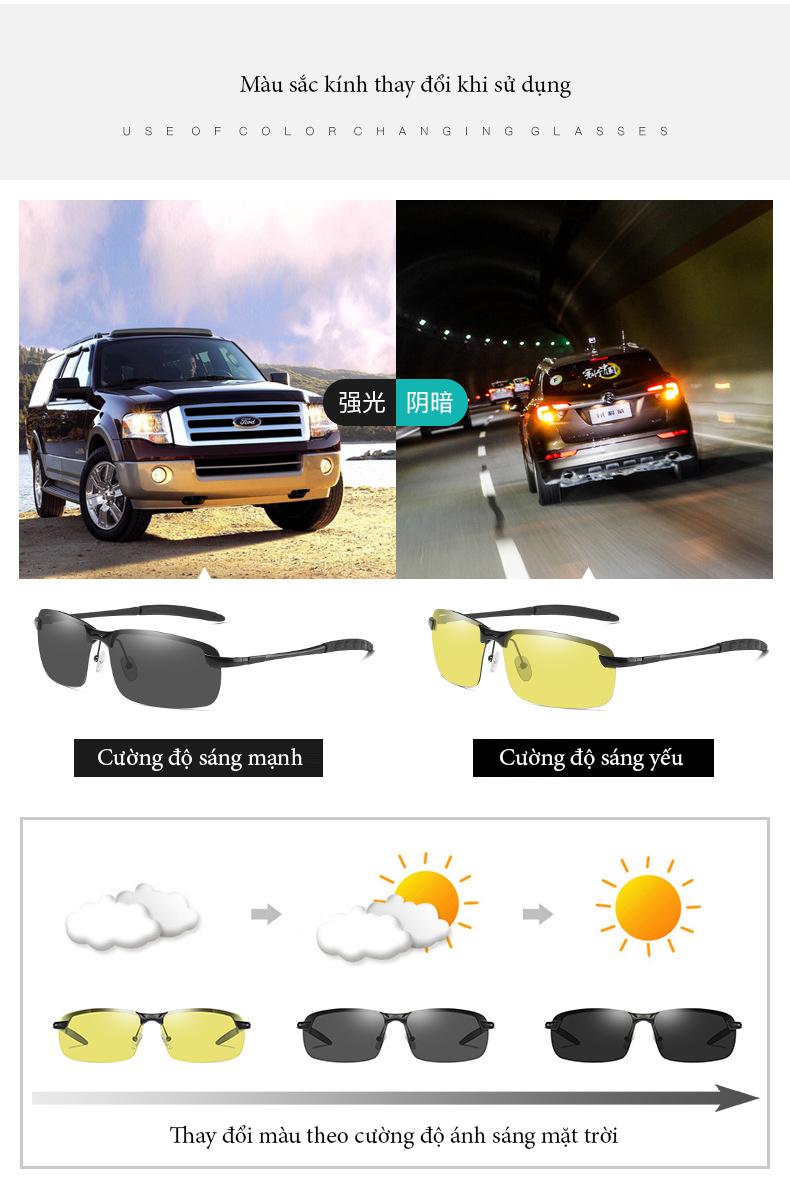 🕶️ Kính Mát Đổi Màu Nam Nữ AVIATOR 8003 – Gọng Nhôm Magiê Siêu Nhẹ, Tròng Polarized Chống Lóa & UV400
