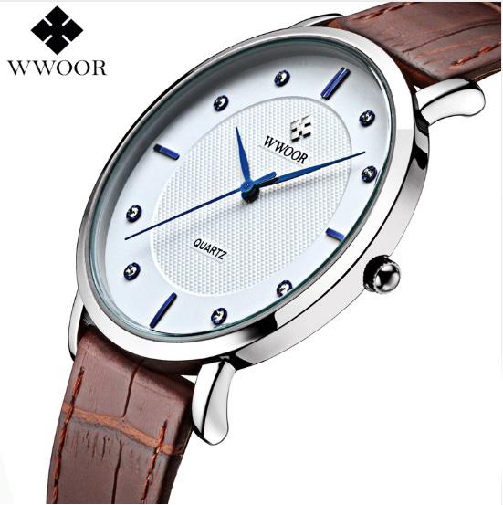 [HCM]Đồng hồ WWOOR nam dây da đẹp siêu mỏng 8011 (bh 12 tháng)