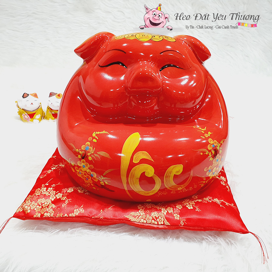 Lợn phệ mắt híp gốm sứ gồm 3 kích thước size 1, size 2, size 3 heo đất tiết kiệm