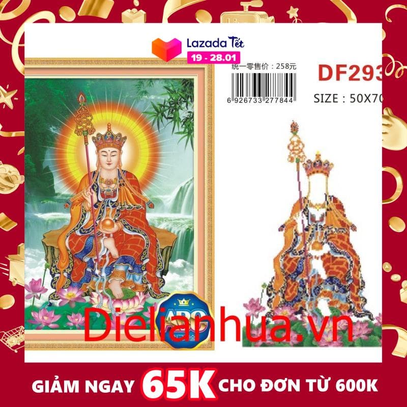 [HCM]Tranh đính đá PHẬT ĐỊA TẠNG DF2939  kích thước 50x70cm chưa đính