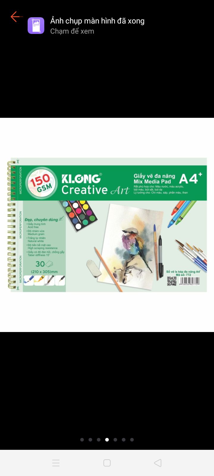 Vở vẽ màu nước Klong 772