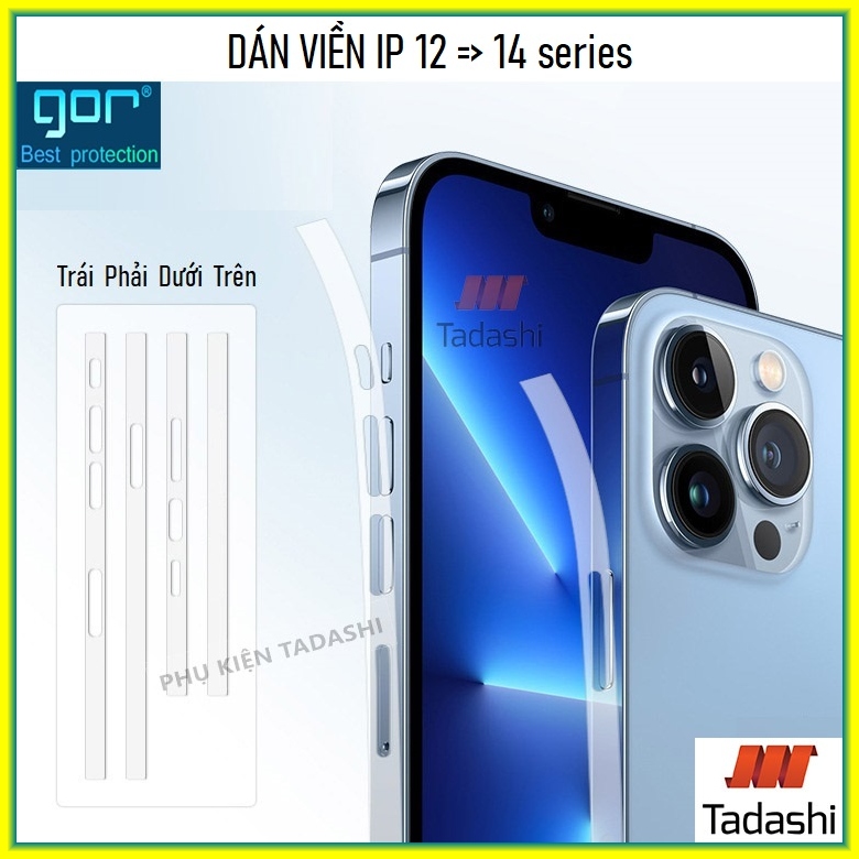 Dán Viền Gor Iphone 13 Pro Max/ 14 Pro Max/ 14 Pro, IPhone 12/ 12 Pro/ 12 Pro Max, Iphone 13/ 13 Pro/ 14/ 14 Plus Dẻo, Iphone 15 Pro/ 15 Pro Max Trong Suốt PPF Tránh Trầy Xước - Chính Hãng Gor