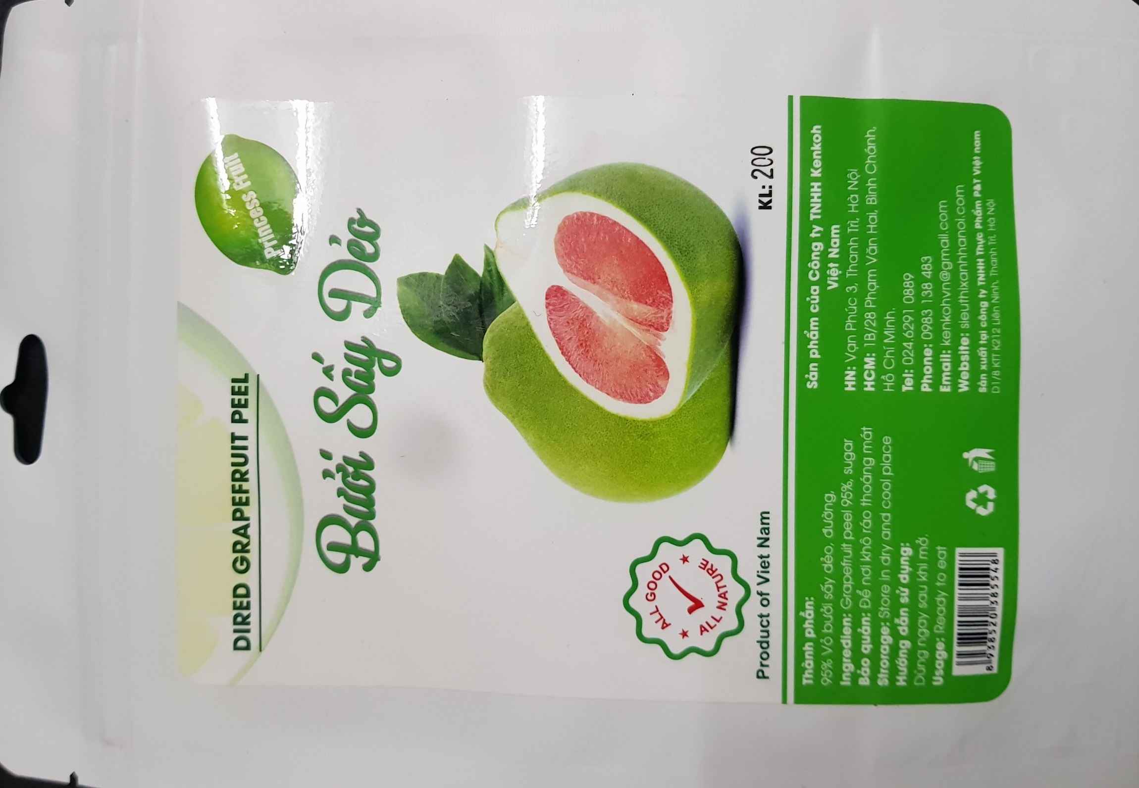 Vỏ bưởi sấy dẻo gói 200gr