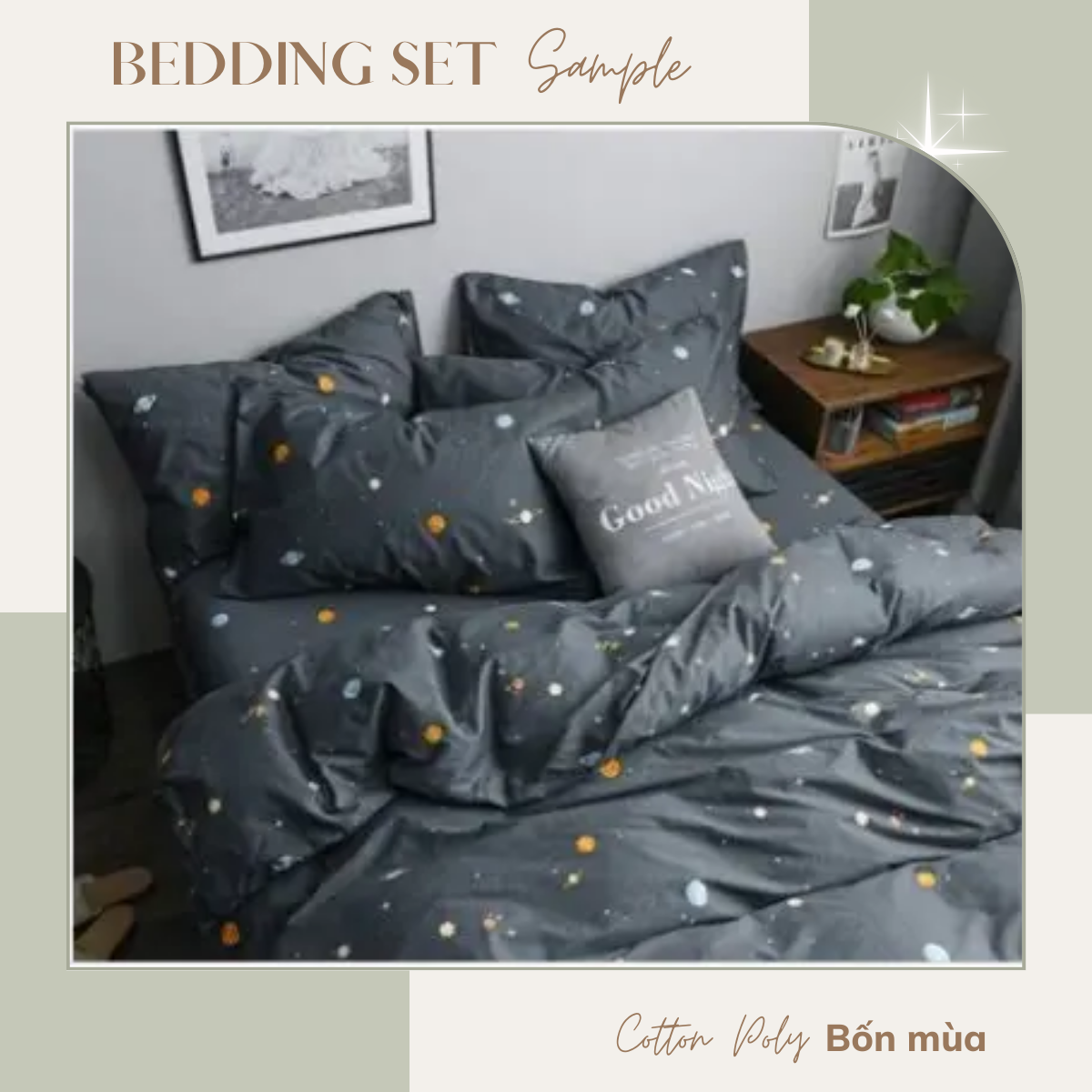 Bộ Ga gối 3 món Cotton poly bốn mùa đủ size