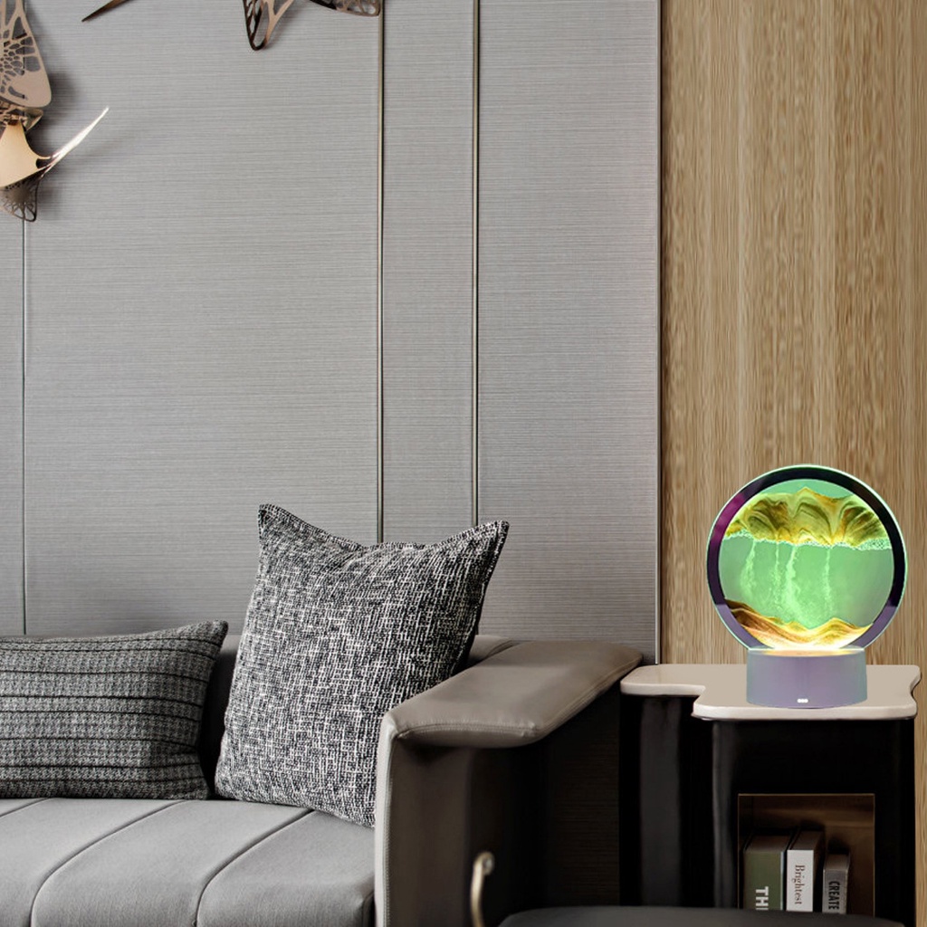Tranh cát chuyển động 3D, tranh cát chảy nghệ thuật hình tròn trang trí để bàn decor làm việc làm quà tặng cao cấp roav anker