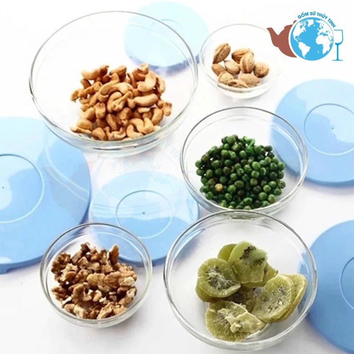 Bộ 5 thố thủy tinh nắp nhựa