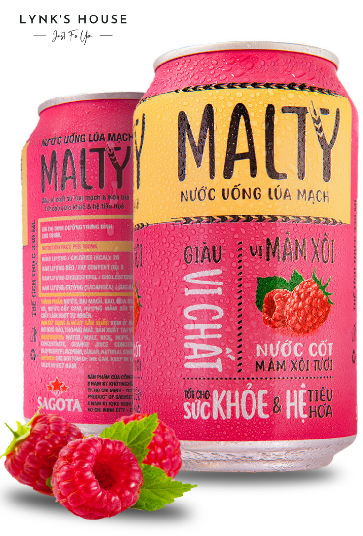 Nước uống lúa mạch vị Mâm Xôi MALTY. MALTY thanh mát, hoàn toàn tự nhiên