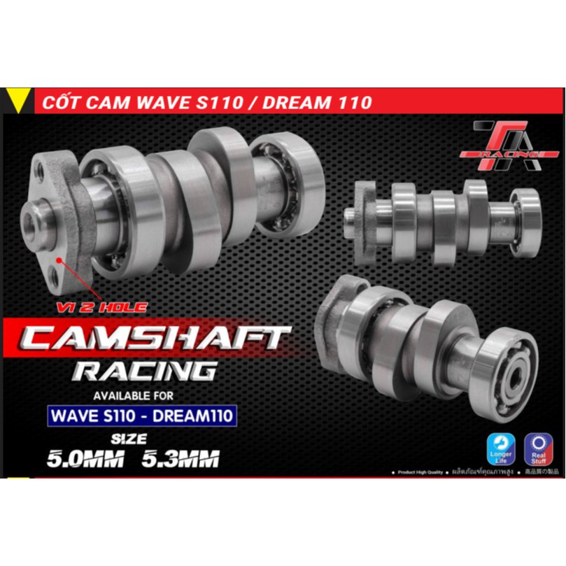 CỐT CAM ĐỘ 2 LỖ WAVE S110  / DREAM 110 -  TA RACING