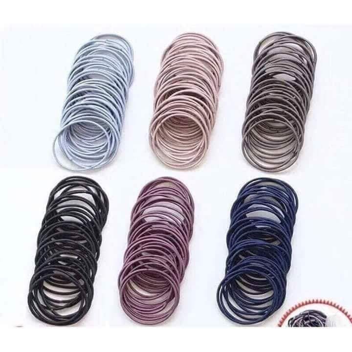 CHUN BUỘC TÓC 100 DÂY mix màu túi zip