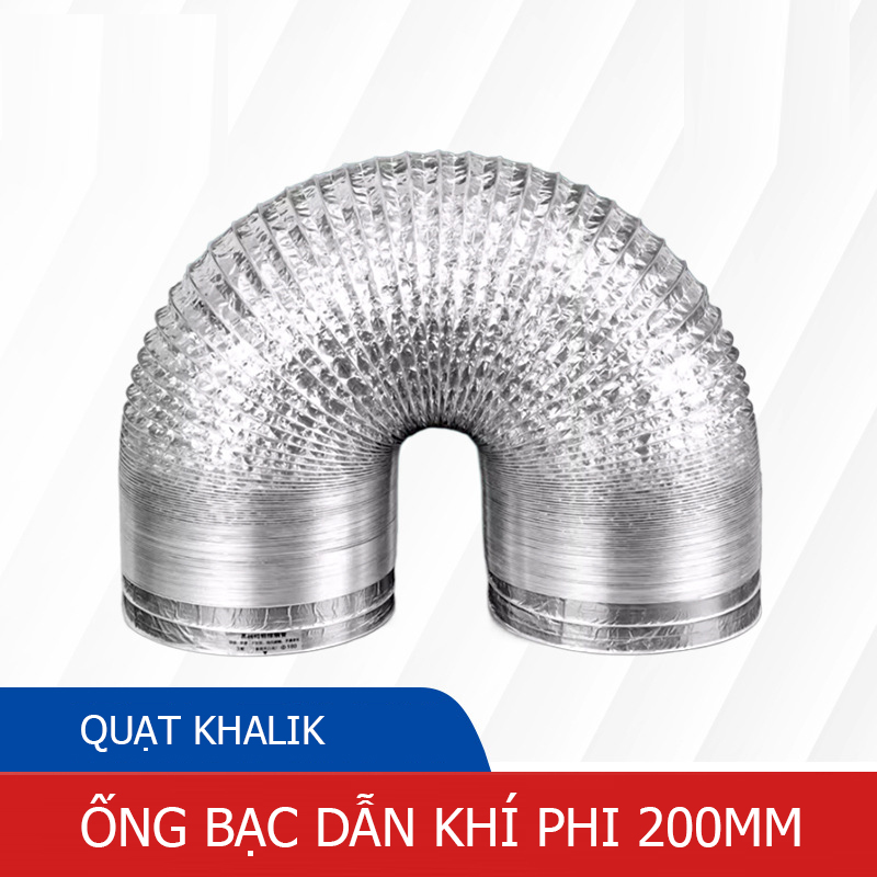 2m phi 200mm Ống dẫn gió mềm, ống thông gió bạc chịu nhiệt cao KHALIK