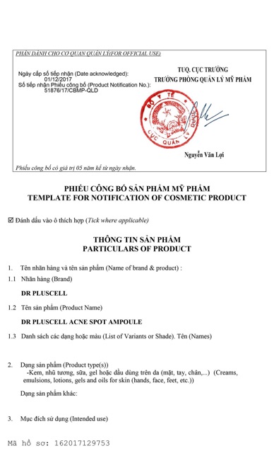 Tế Bào Gốc Giảm Mụn Thâm Dr Pluscell