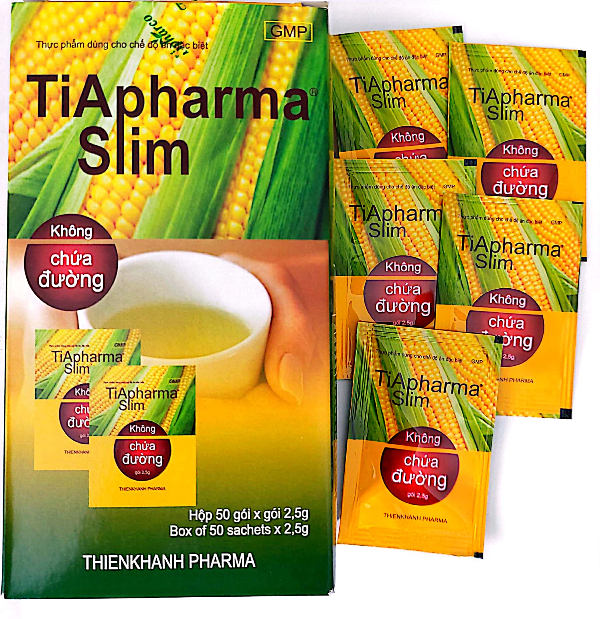 Đường Bắp Ăn Kiêng Aspartam TiApharma Slim (125g / Hộp/50 Gói) - TK